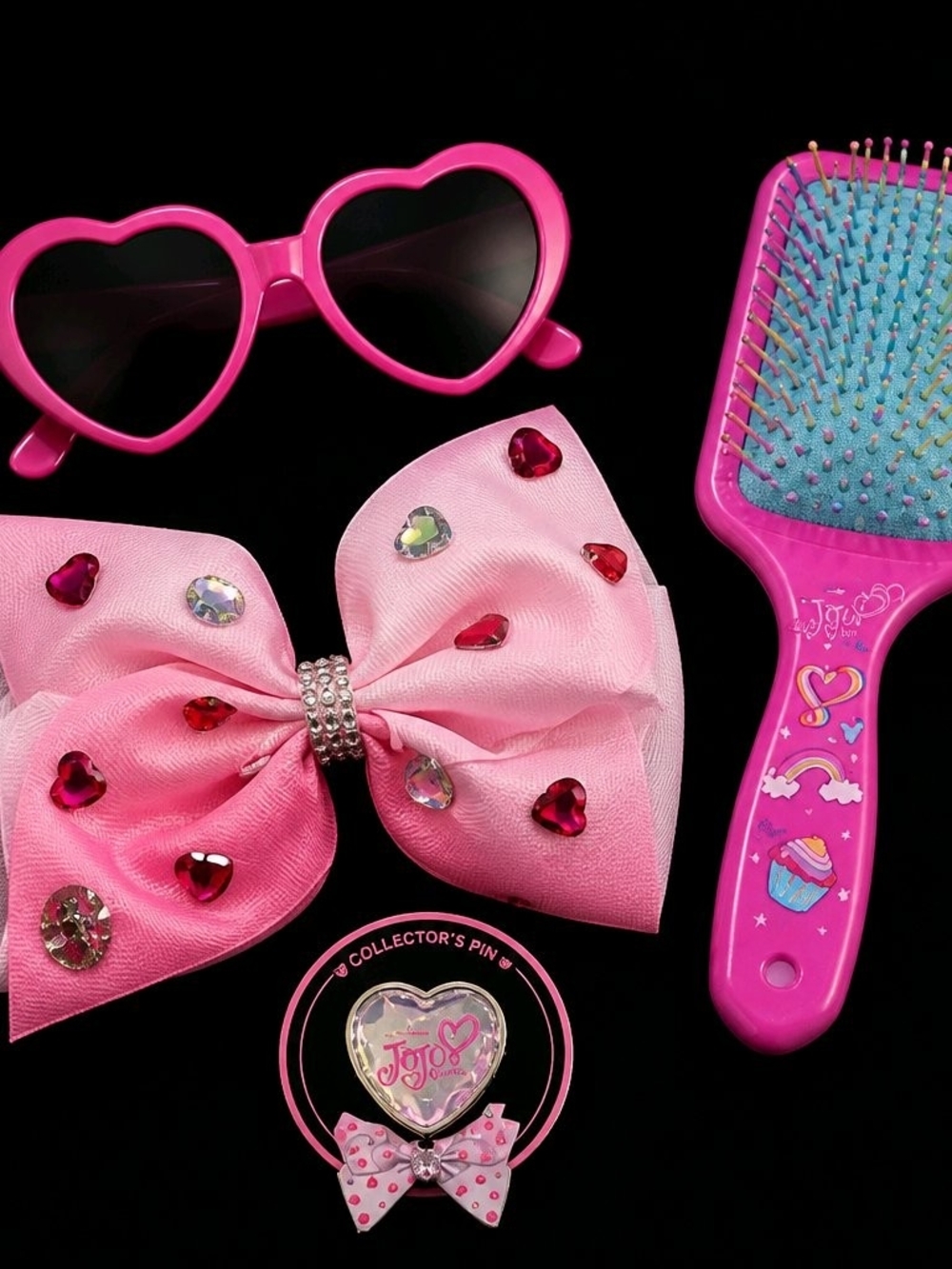 JoJo Siwa Pink Gem Bow Hair Accessory Set with Heart Sunglasses & Brush